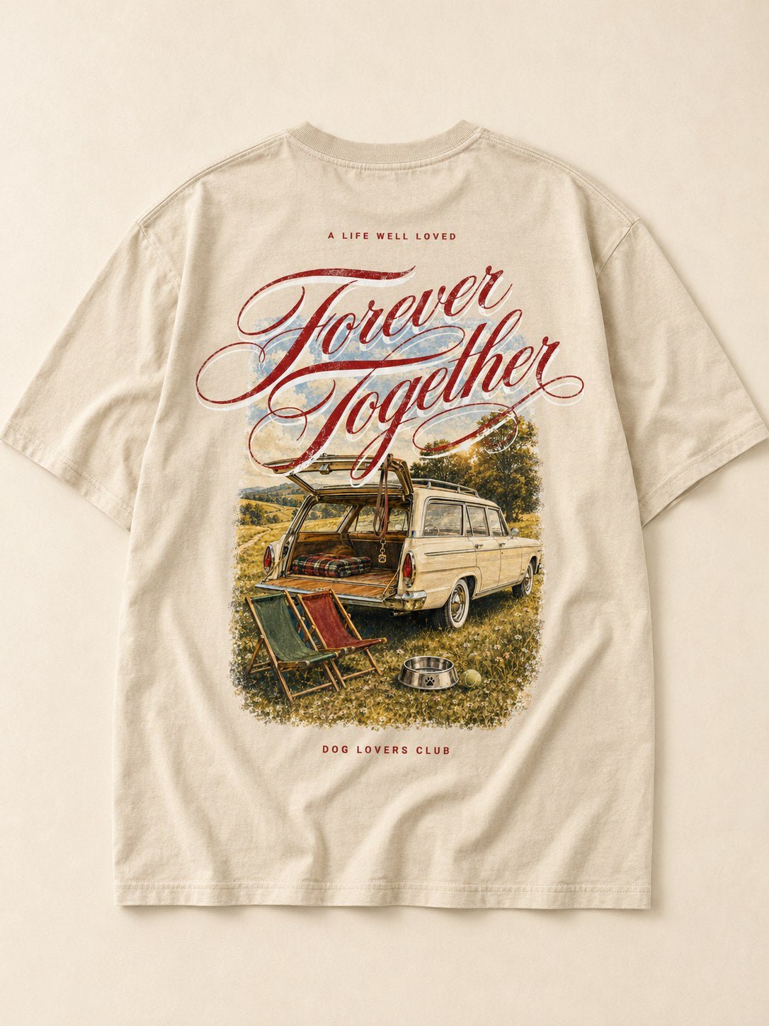 Forever Together t-shirt in Sand — flat mockup, back print