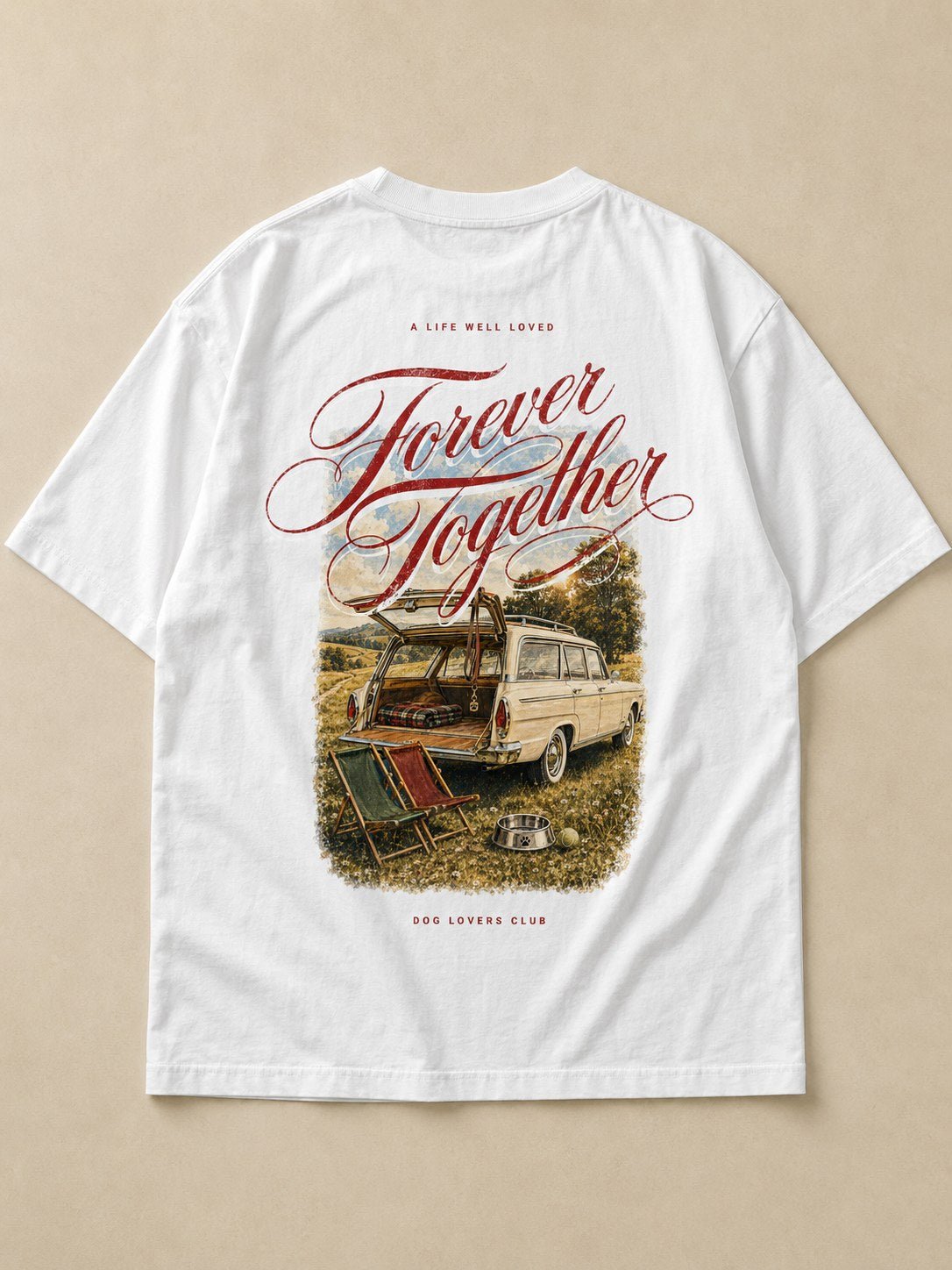 Forever Together t-shirt in White — flat mockup, back print