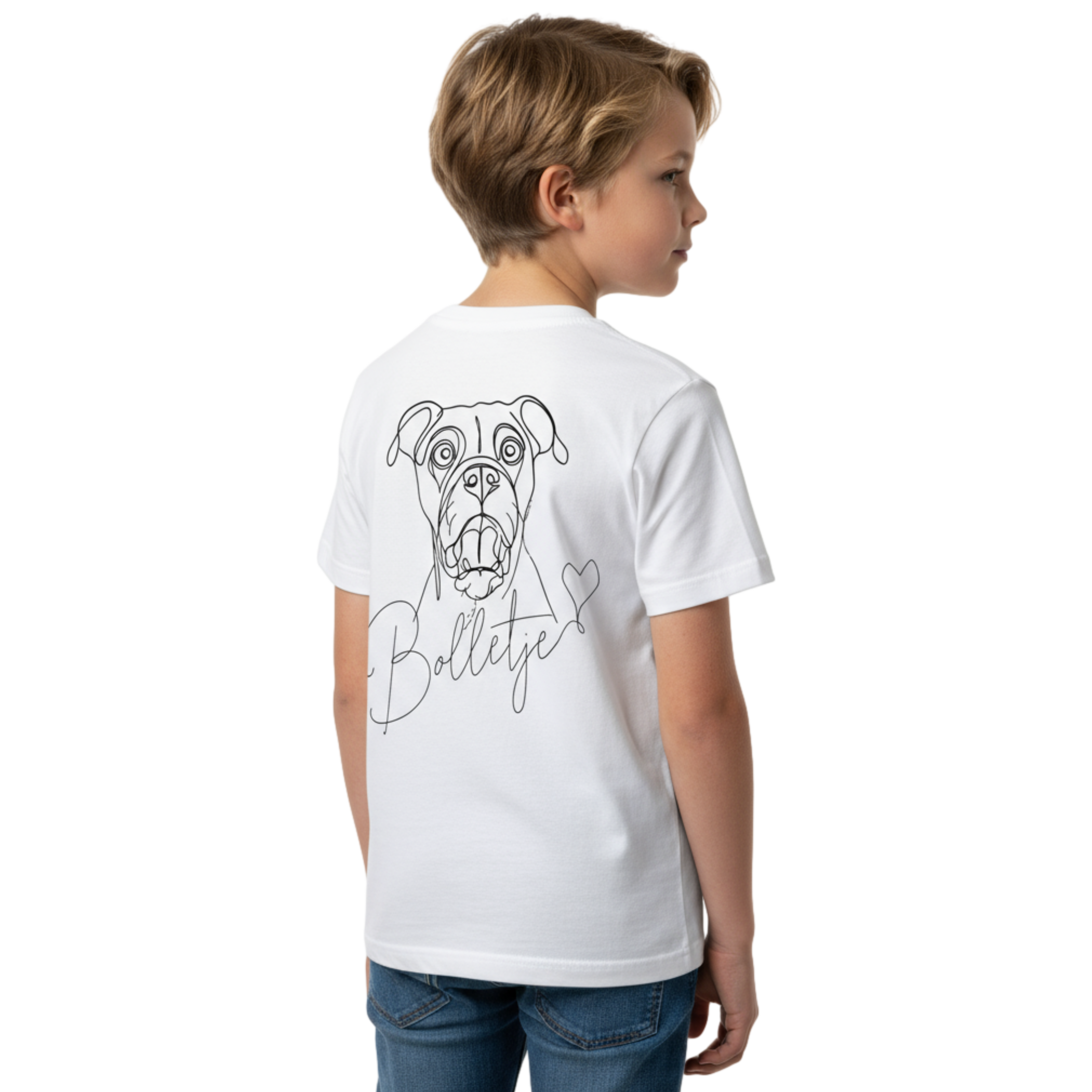 Kids Tee met Print My Pet hondenportret – Just Groom Me