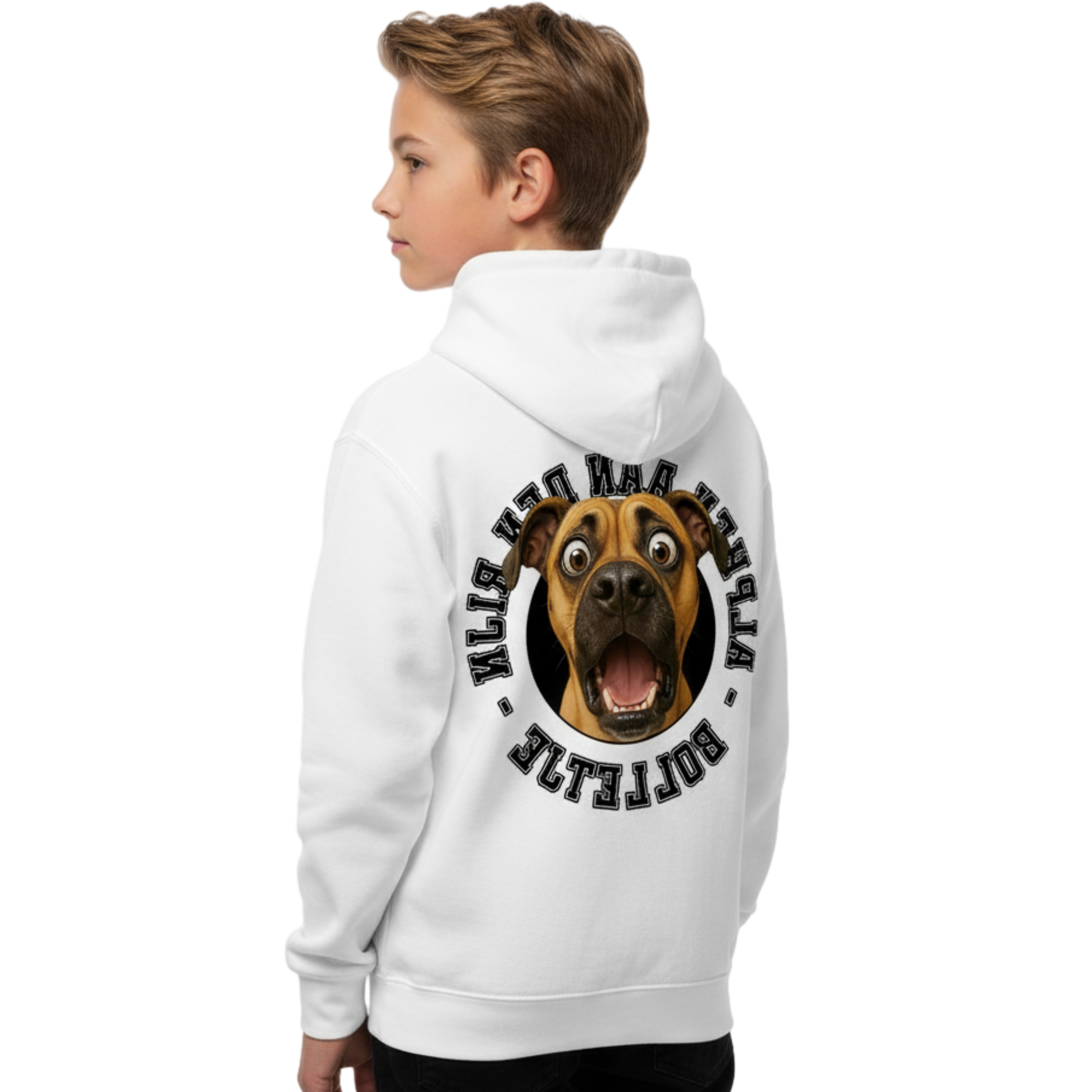 Kinder hoodie met hondenillustratie – gepersonaliseerd