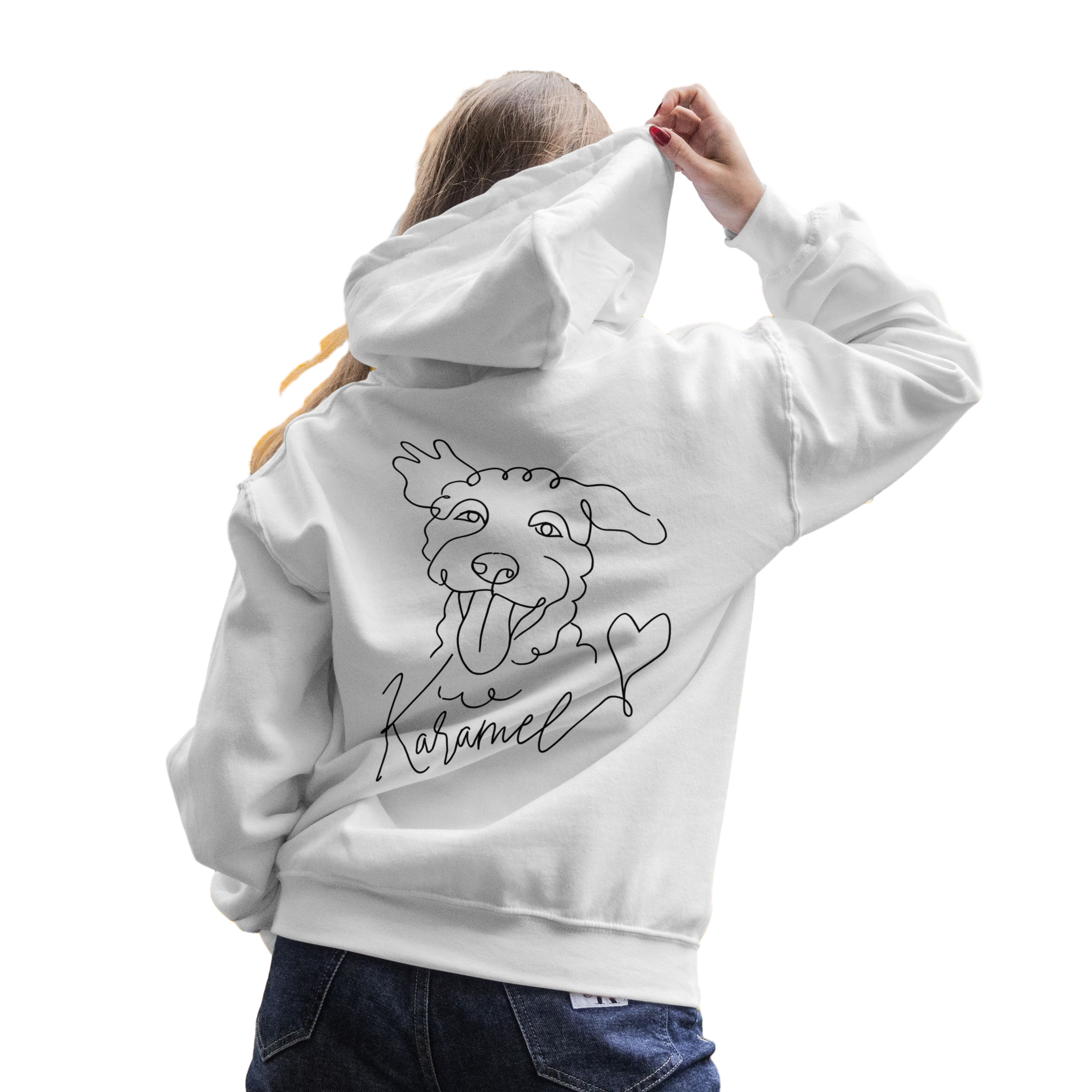 Premium hoodie met Print My Pet hondenportret – Just Groom Me